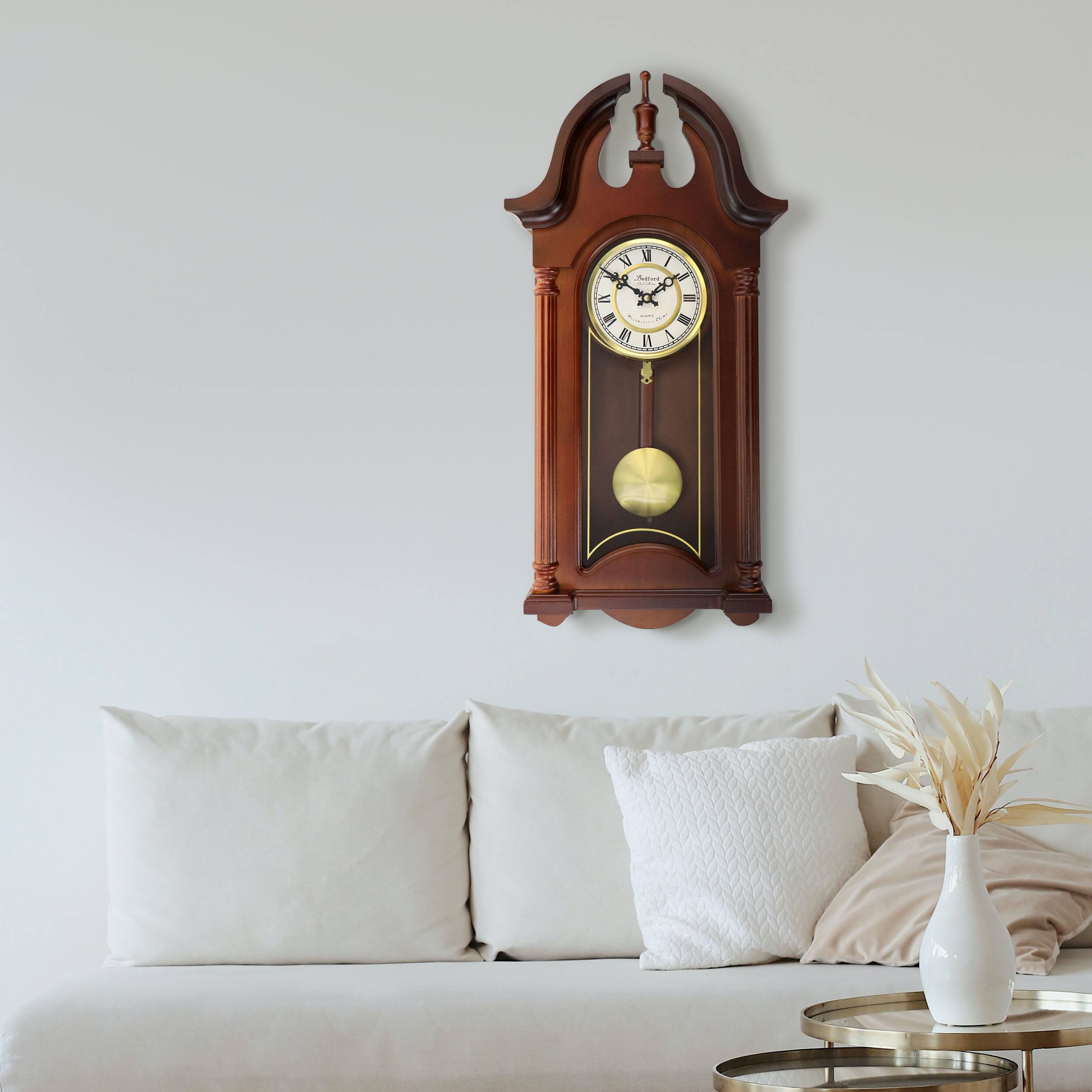 Alt View 6. Bedford Clock Collection - Bedford Clock Collection Delphine 27 Inch Mahogany Chiming Pendulum Wall Clock - Brown.
