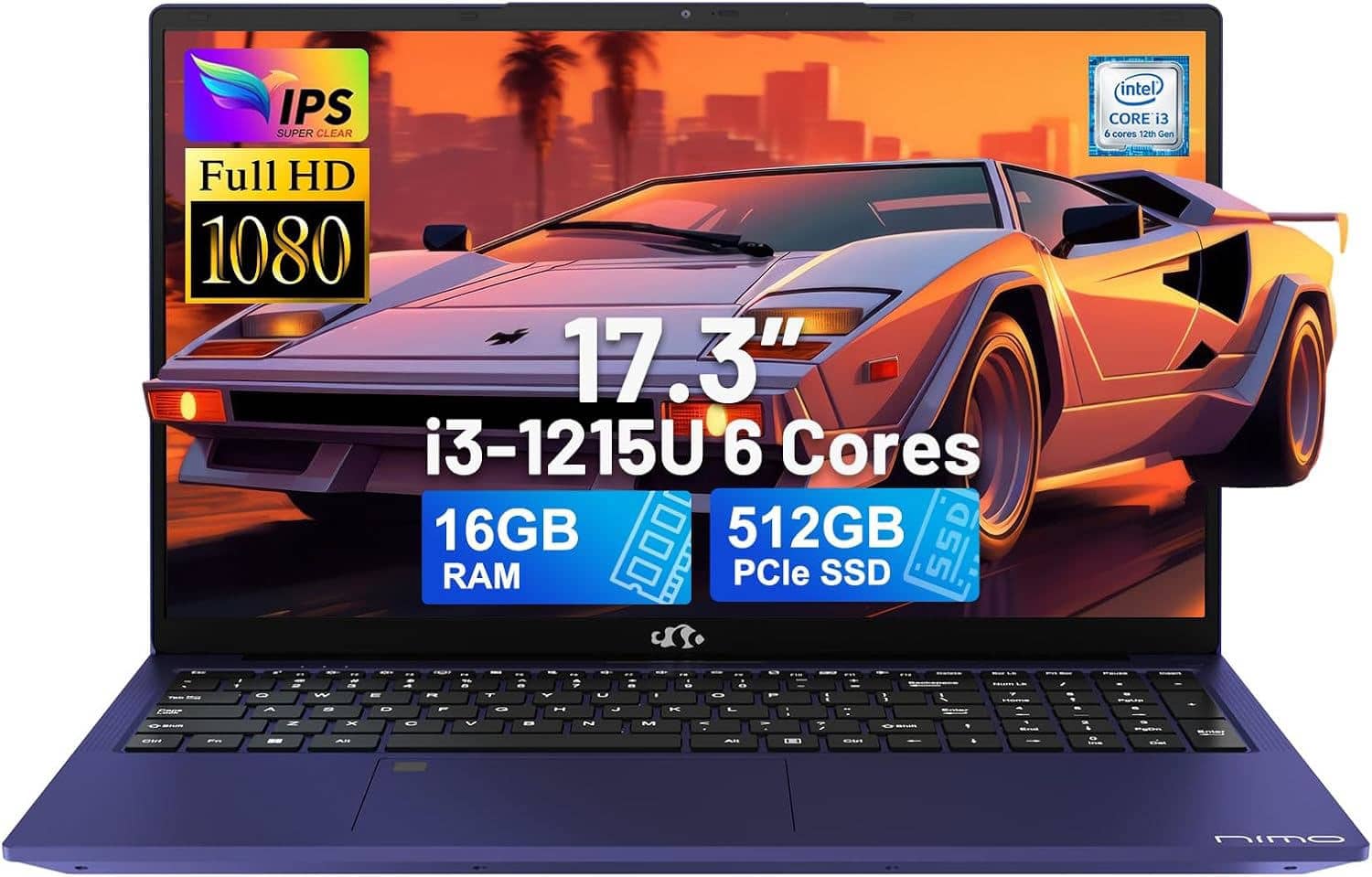 IPS SUPER CLEAR
Full HD 1080
17.3"
i3-1215U 6 Cores
16GB RAM
512GB PCIe SSD
Intel Core i3 6 cores 12th Gen