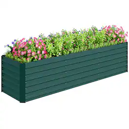Outsunny - 8 x 2 x 2ft Galvanized Raised Garden Bed Kit, Outdoor Metal Elevated Planter Box with Safety Edging, Large Raised Bed - Green
