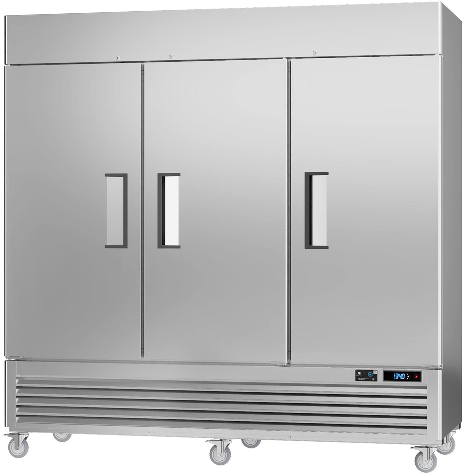 Left. Veecool - VEECOOL 82" 72 cu.ft. WiFi Enabled App Control 3 Solid Door Commercial Upright Reach-In Freezer in Stainless Steel - Stainless Steel.