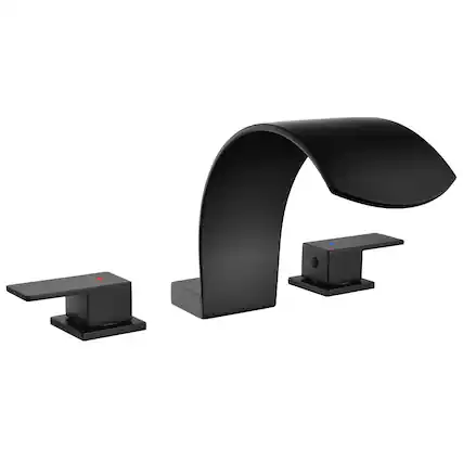 Front. Boyel Living - Black Faucet SUS304 Waterfall Spout cUPC Quick Connect Dual Handle - Matte Black.