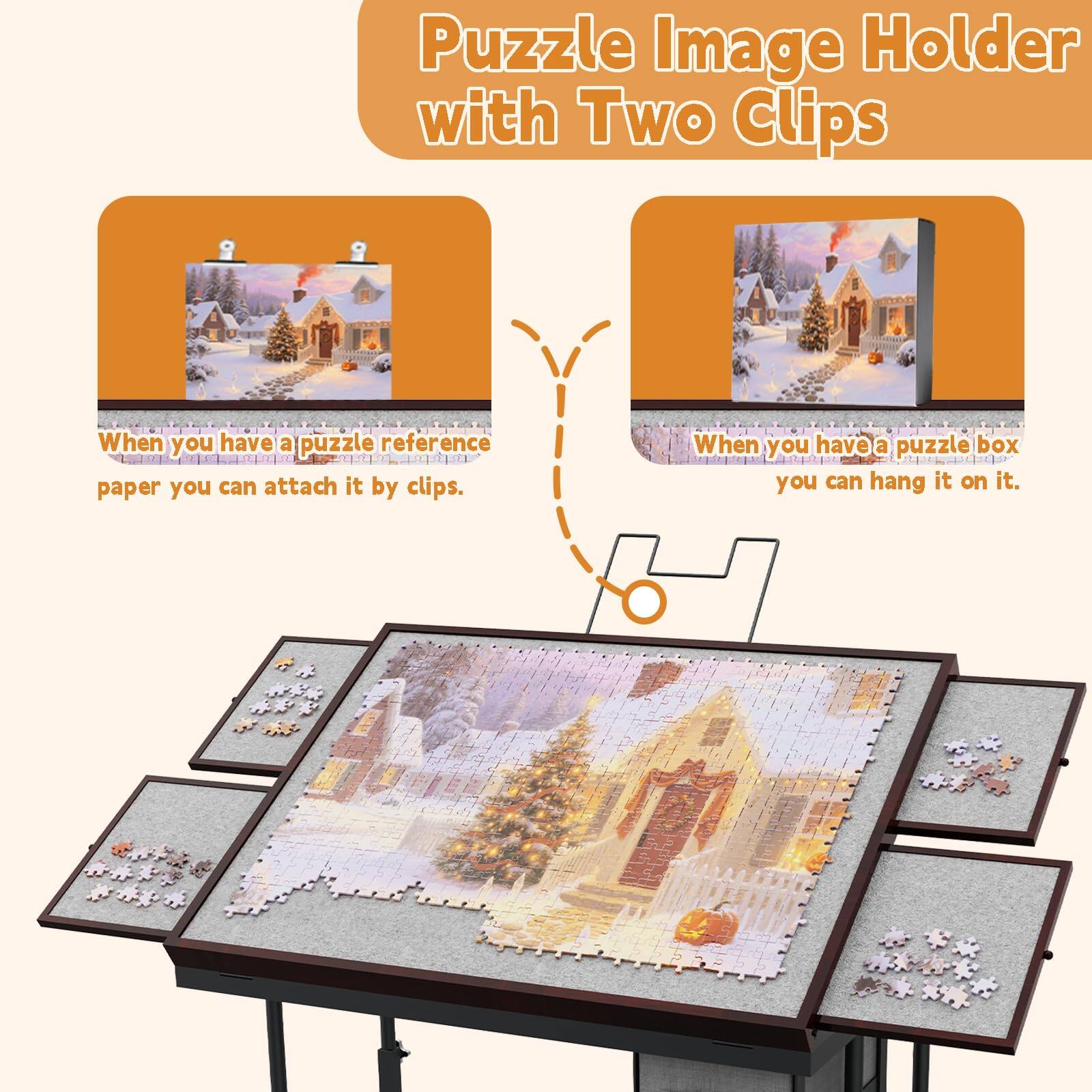 Puzzle Image Holder with Two Clips

When you have a puzzle reference paper you can attach it by clips.

When you have a puzzle box you can hang it on it.