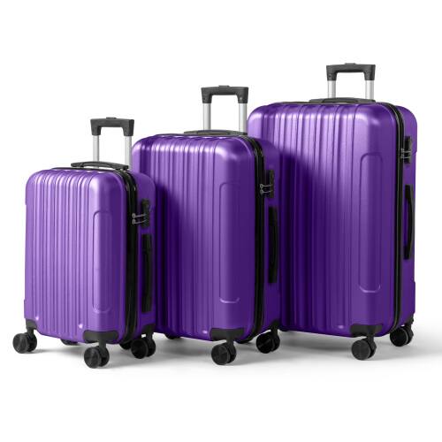 Alt View 1. Winado - 3-Piece 20in 24in 28in Lightweight ABS Hardside Hardshell Carry-On Luggage Set with Spinner Wheels and Combination Lock - Purple.