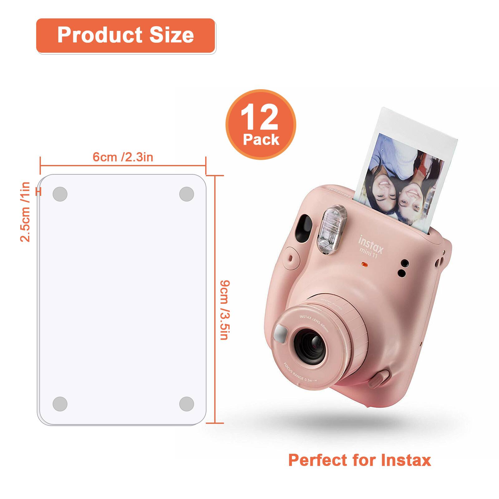 Product Size: 6cm / 2.3in, 2.5cm H, 9cm / 3.5in
12 Pack
Perfect for Instax