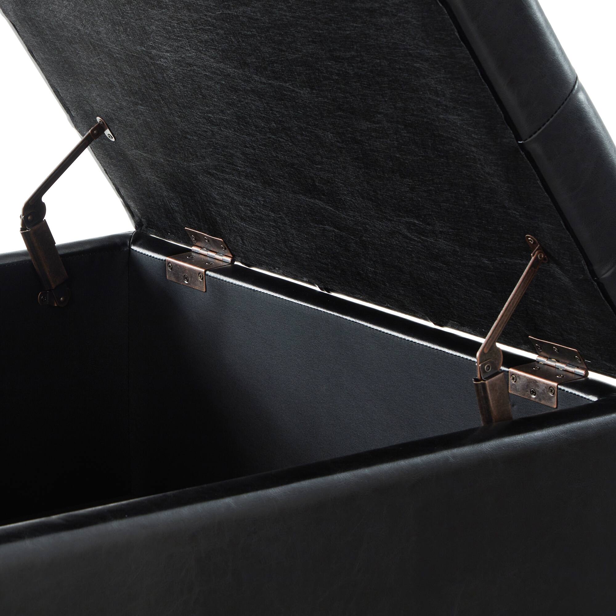 Alt View 2. APRILSOUL - Large Square Storage Ottoman Wooden Legs Upholstered Button Tufted Coffee Table Black - Black.