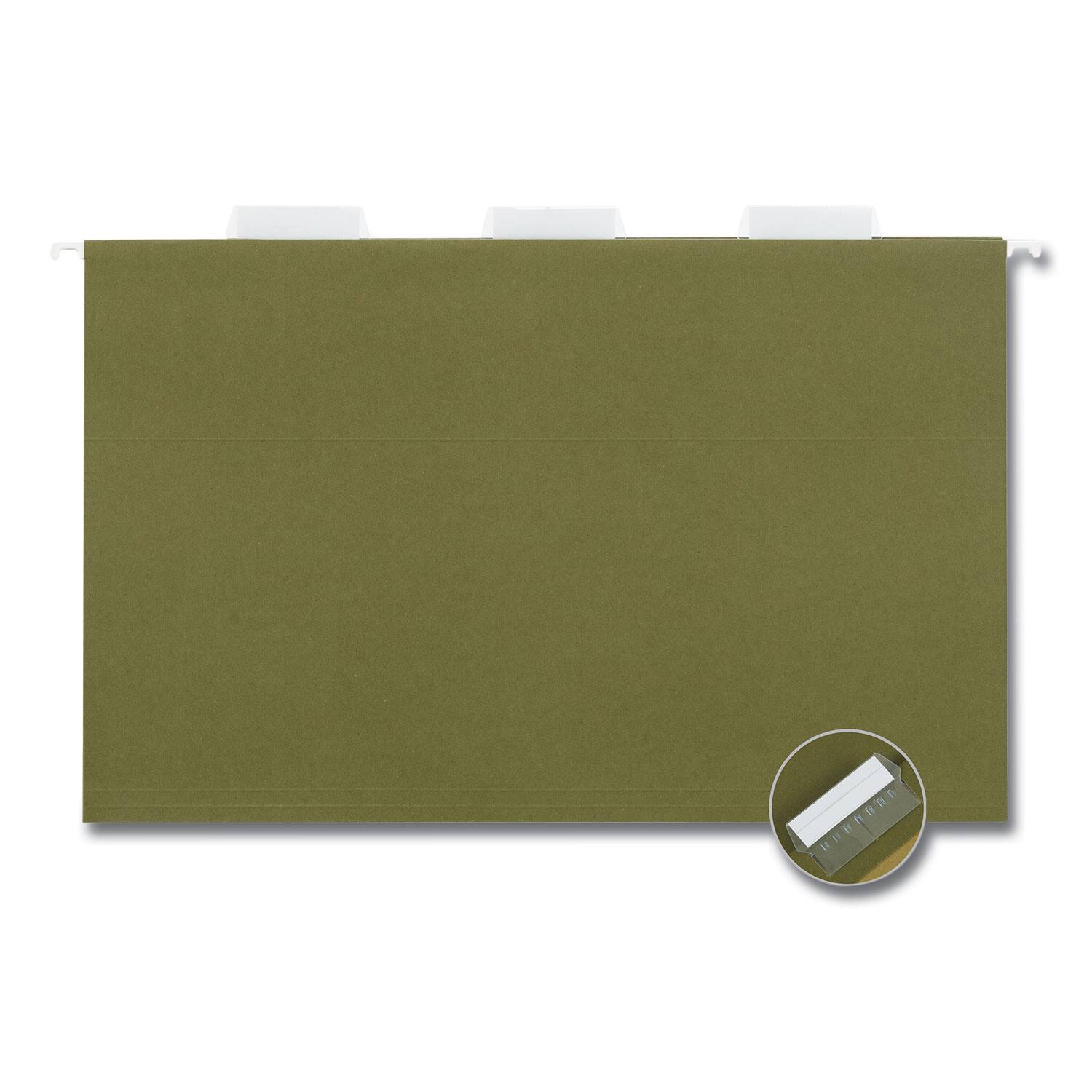 Angle. Universal - Universal Hanging File Folders  Legal Size  1/5 Cut Tabs  Standard Green  50 per Carton.