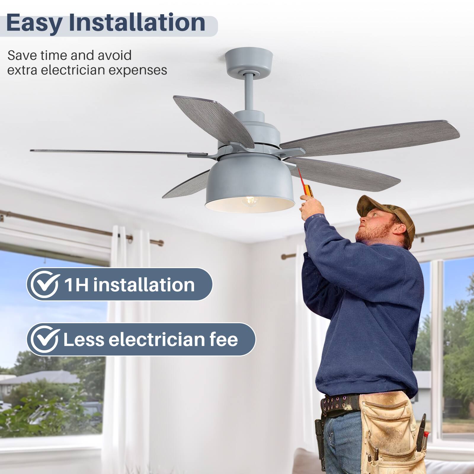 Easy Installation

Save time and avoid extra electrician expenses

- 1H installation
- Less electrician fee