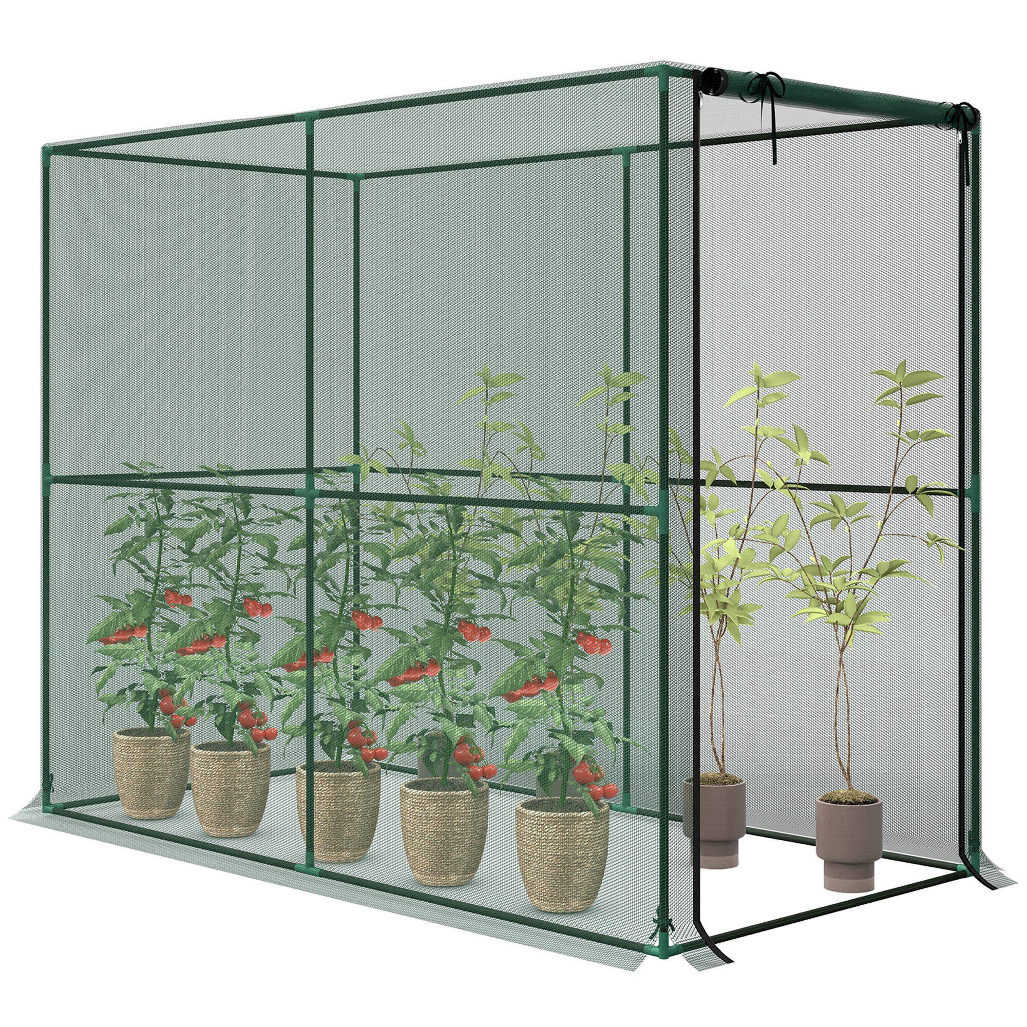 Front. Outsunny - Cage, Plant Protection Tent with Zippered Door - Green.