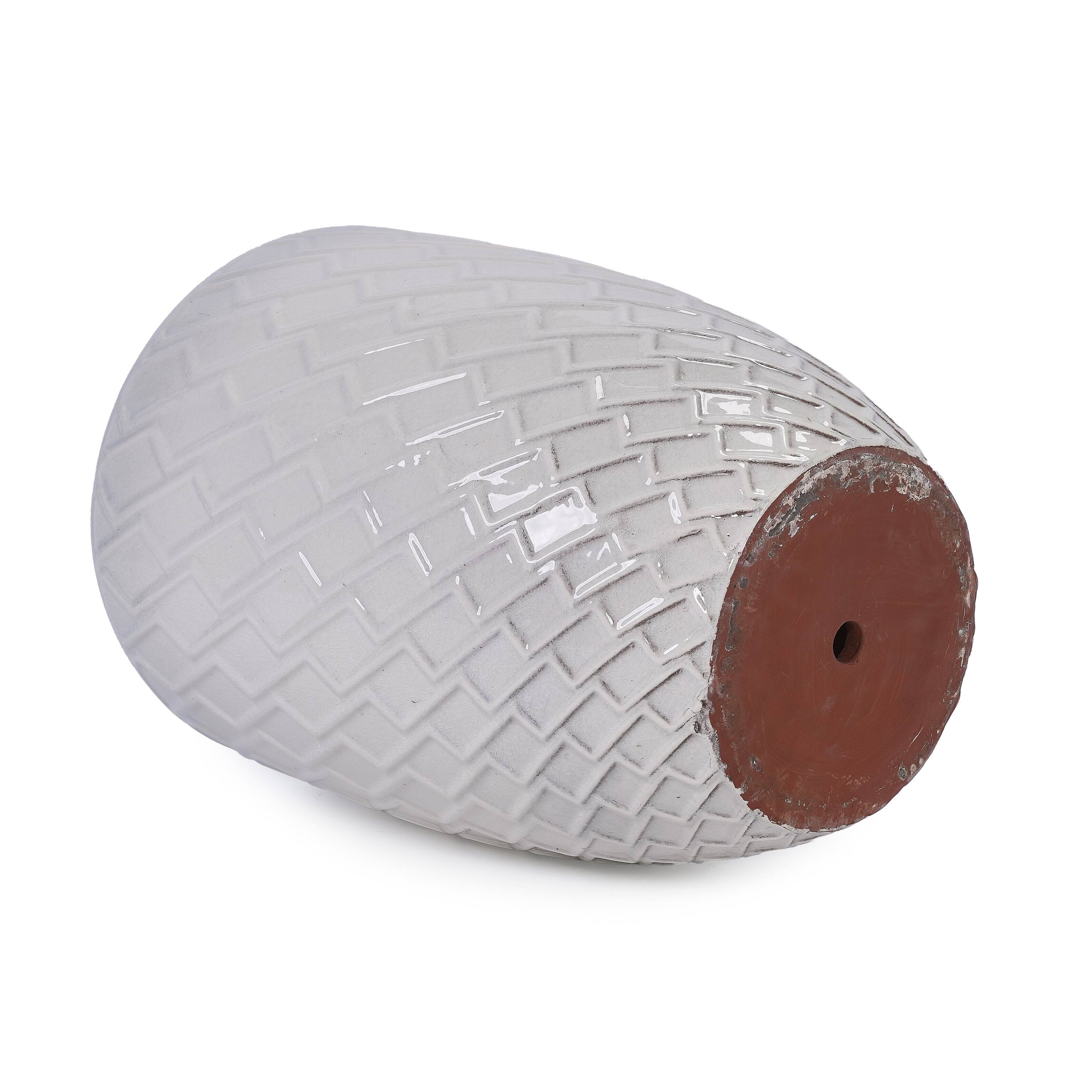 Alt View 8. Loheer - Loheer Large Ceramic Planter Pot, White Handmade Tree Planter Pot with Drainage Hole, Indoor Outdoor, 21.26 H.