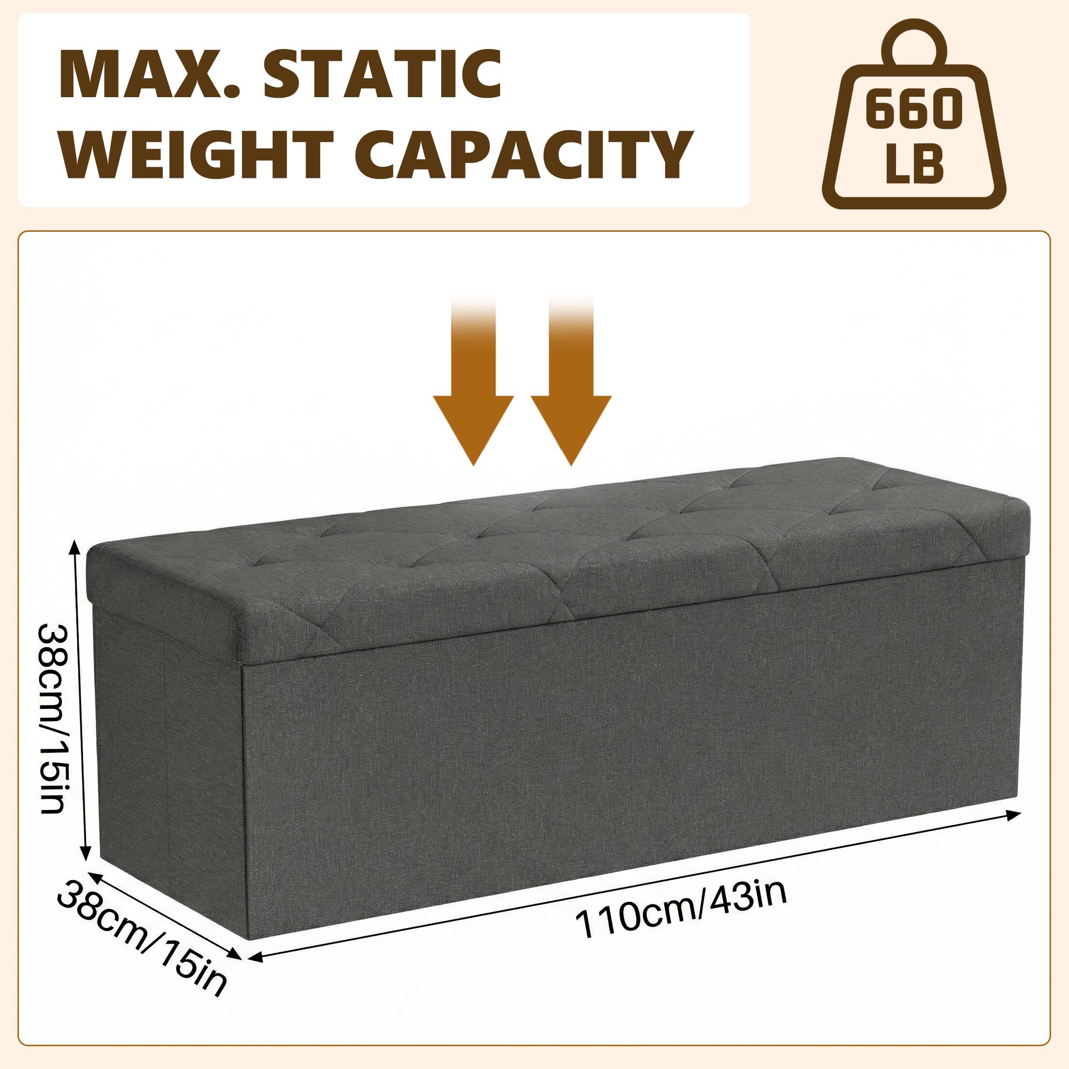 MAX. STATIC WEIGHT CAPACITY  
660 LB  
38cm/15in  
38cm/15in  
110cm/43in
