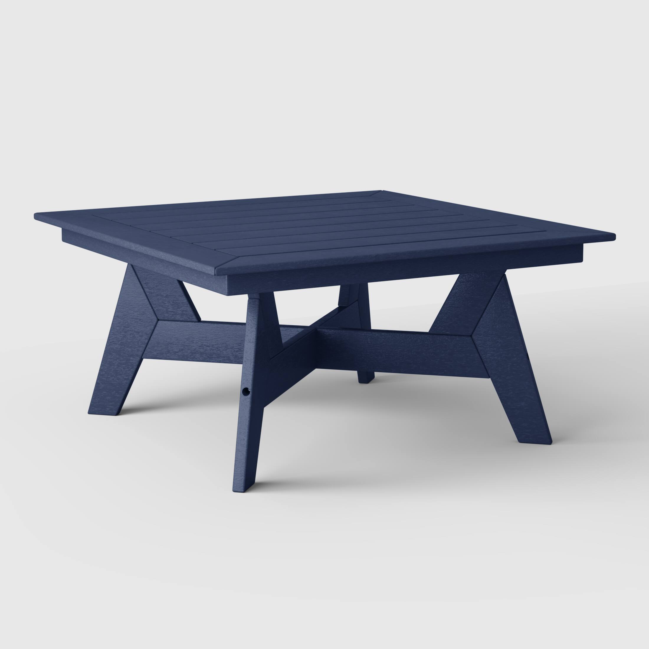 Left. WestinTrends - WestinTrends Avalon Modern Low Outdoor Patio Square HDPE Coffee Table - Navy Blue.