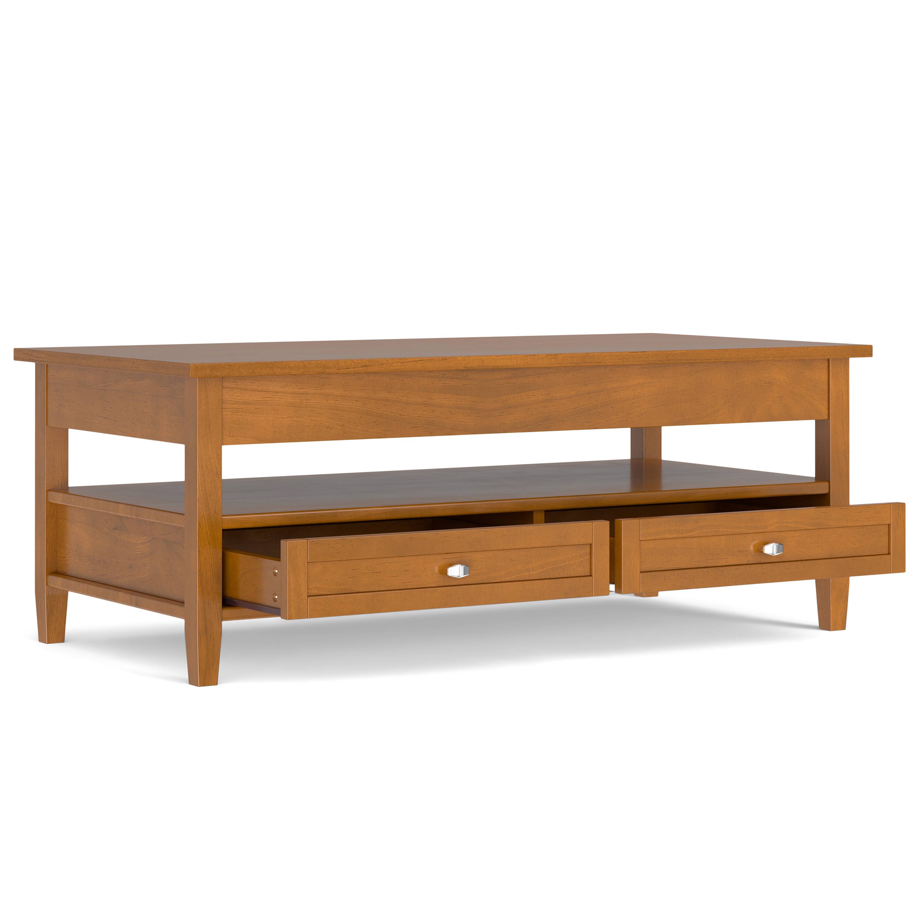 Alt View 5. Simpli Home - Warm Shaker 48 inch Wide Solid Wood Lift Top Coffee Table in Light Golden Brown - Light Golden Brown.