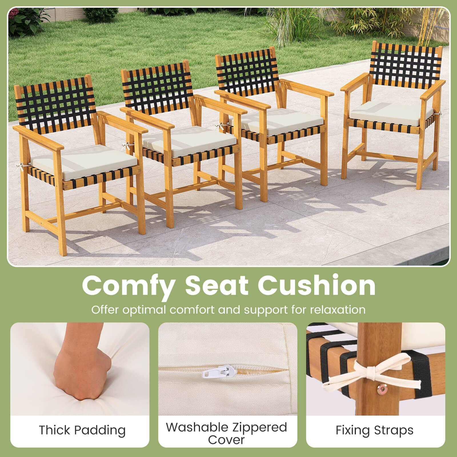 Comfy Seat Cushion  
Offer optimal comfort and support for relaxation  

- Thick Padding  
- Washable Zippered Cover  
- Fixing Straps