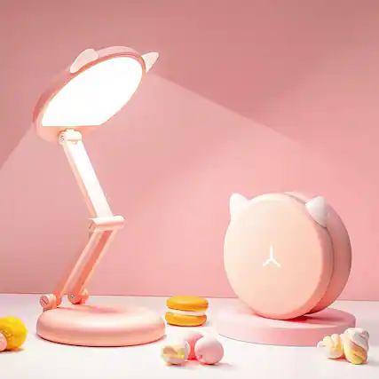 Front. Schertz - Cute Cat Desk Lamp – Foldable, Rechargeable, Dimmable, Portable.