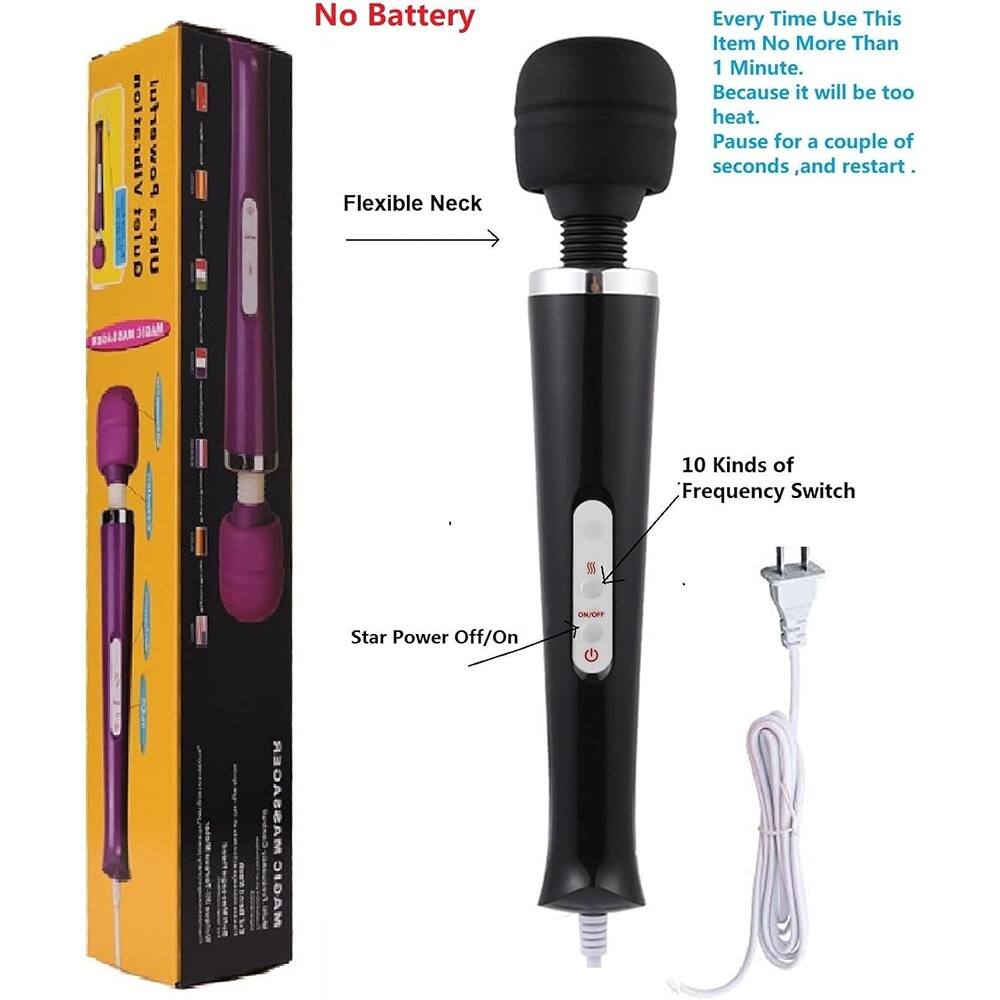 Sure, here is the corrected and grouped text from the image:

---

**Vibration Powerful Qulet Ultra MASSAGER JDM**

- **No Battery**
- **Flexible Neck**
- **Every Time Use This Item No More Than 1 Minute. Because it will be too heat. Pause for a couple of seconds, and restart.**
- **10 Kinds of Frequency Switch**
- **Star Power Off/On ONOFF MASSAGER MAGIC**

---

This text is organized to reflect the key features and instructions from the image.
