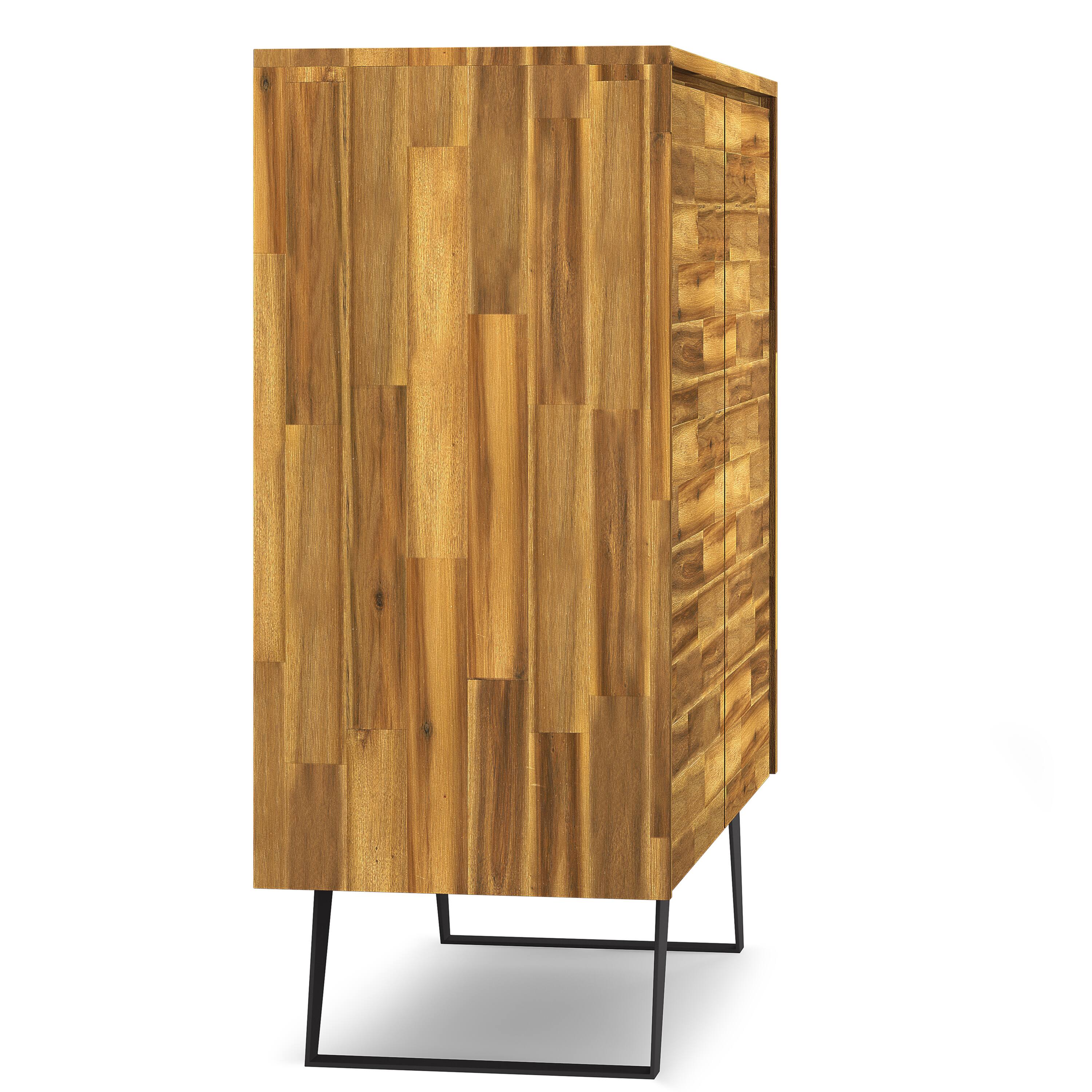 Alt View 1. Simpli Home - Lowry Solid Acacia 39 inch Storage Cabinet in Distressed Golden Wheat (Set of 2) - Distressed Golden Wheat.