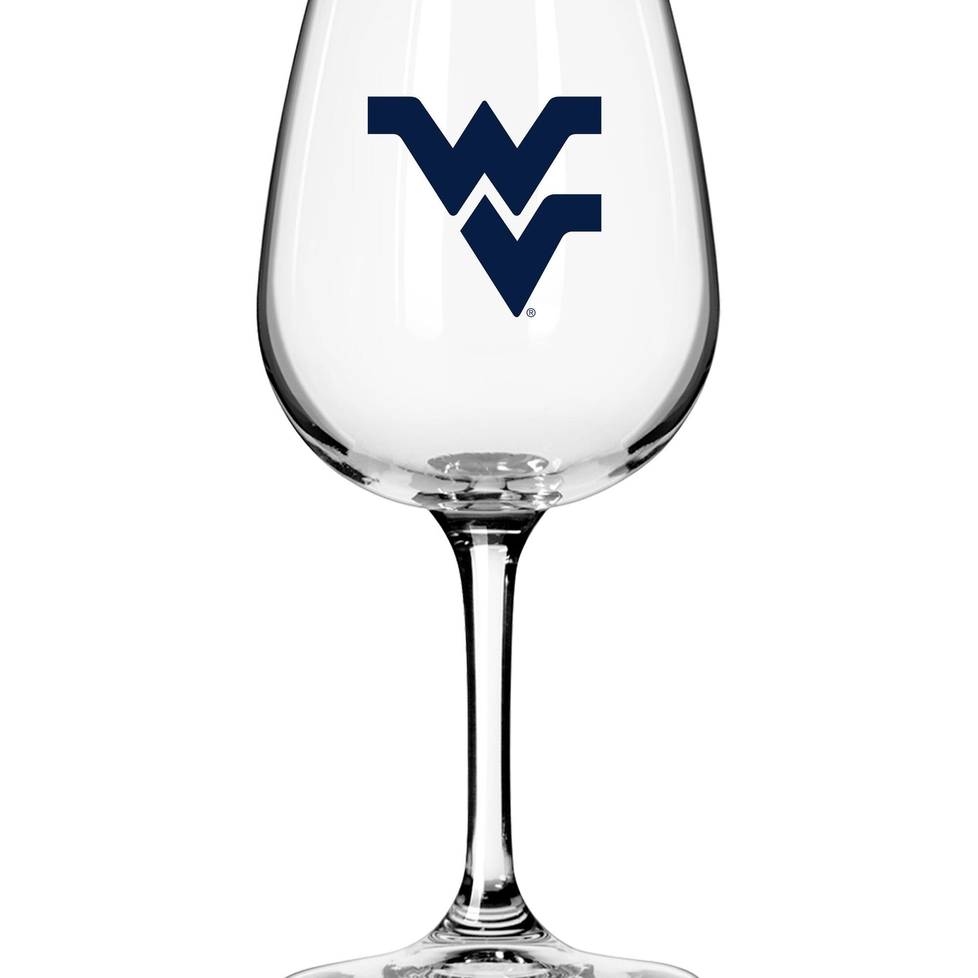 Front. Logo Brands - West Virginia Mountaineers 12oz. Game Day Stemmed Wine Glass - Multicolor.