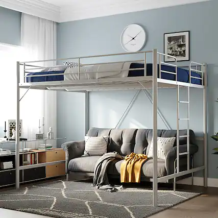 Front. Winado - 67" Full Size with Flat Ladder Heavy Duty Metal Single Bunk Bed Loft Bed with Safety Guard Rails for Kids Teens Adults - Gray.