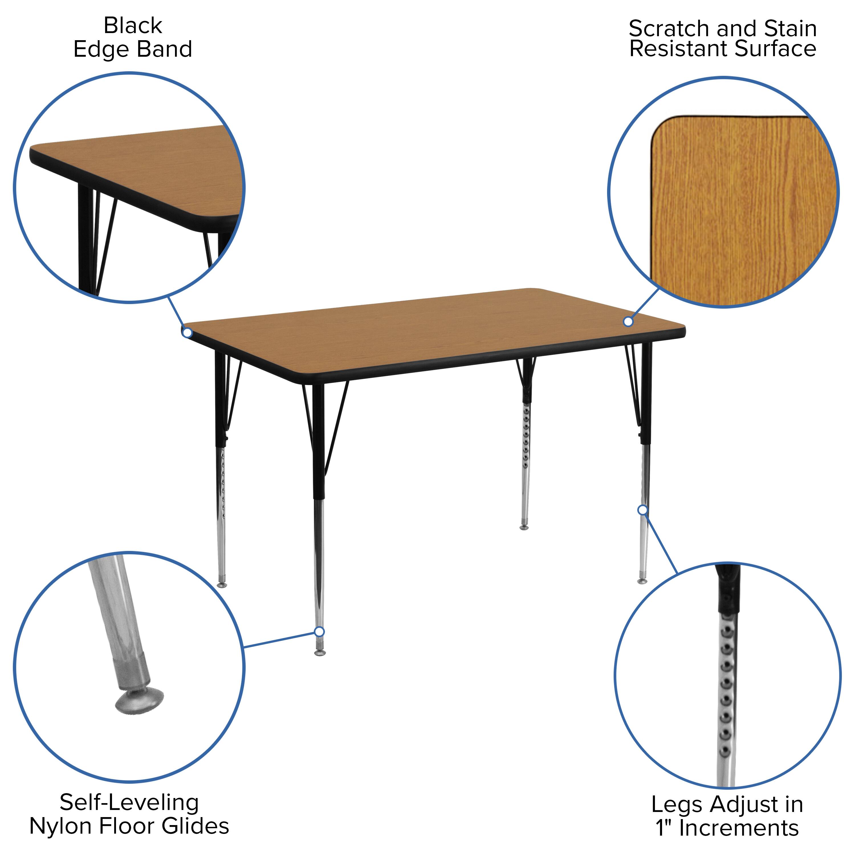 Black Edge Band  
Scratch and Stain Resistant Surface  
Self-Leveling Nylon Floor Glides  
Legs Adjust in 1" Increments