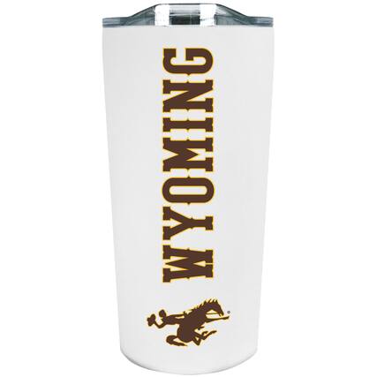 Front. The Fanatic Group - Wyoming Cowboys 18oz. Stainless Steel Soft Touch Tumbler - Multicolor.