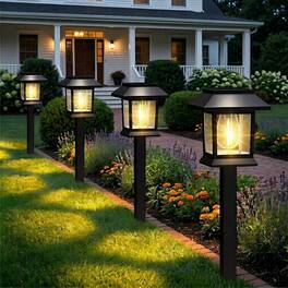 Dazzed Corner - 12-Pack Waterproof Solar Pathway Lights for Garden & Walkway - Black