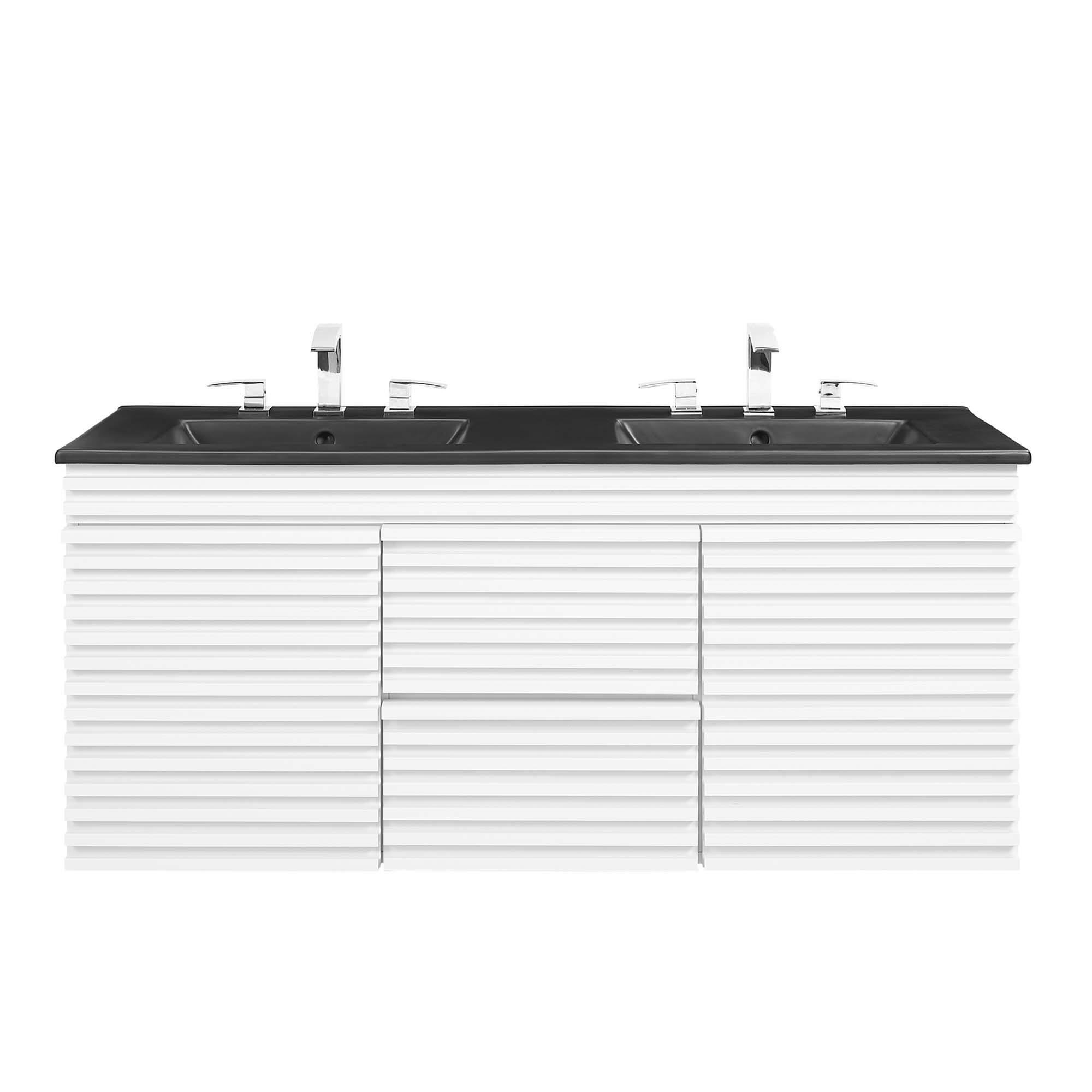 Alt View 2. Modway - Render 48" Wall-Mount Bathroom Vanity Basin Included by Modway - White Black.