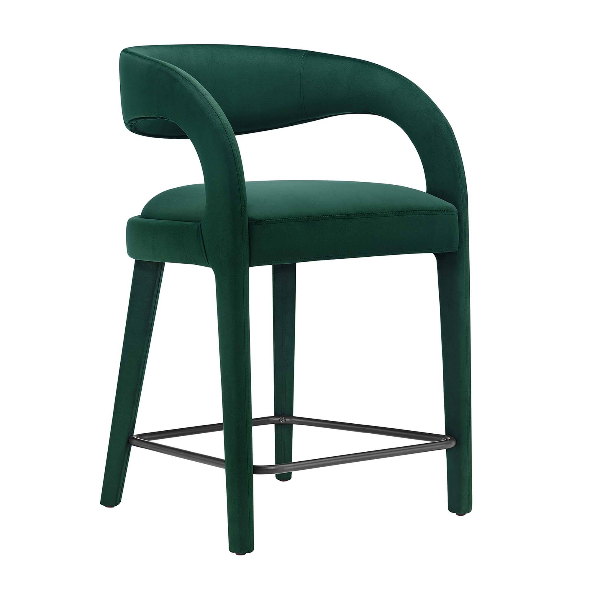 Alt View 2. Modway - Pinnacle Performance Velvet Counter Stool Set of 2 by Modway - Green Black.