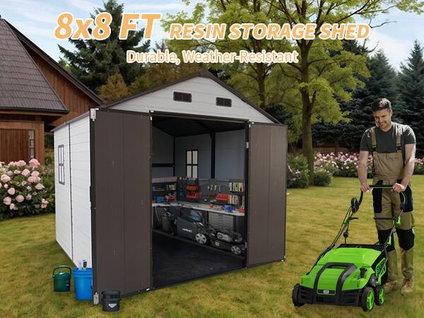 8x8 FT RESIN STORAGE SHED  
Durable, Weather-Resistant