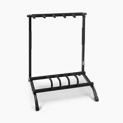 Front. On Stage Stands - On-Stage GS7561 Five-Space Foldable Multi-Guitar Rack (Storage and Display for 5 Acoustic, Electric, and Bass Guitars, - Black.