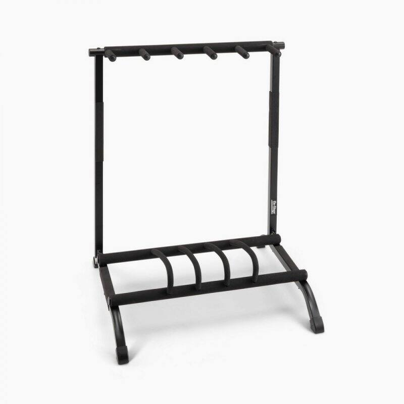 Front. On Stage Stands - On-Stage GS7561 Five-Space Foldable Multi-Guitar Rack (Storage and Display for 5 Acoustic, Electric, and Bass Guitars, - Black.