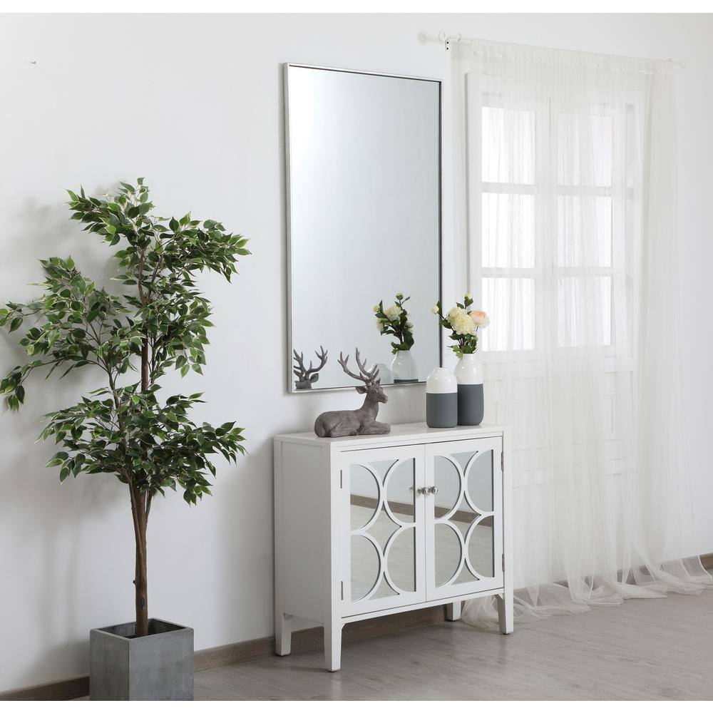 Alt View 1. Elegant Decor - Metal frame rectangle mirror 30 inch in silver - Silver.