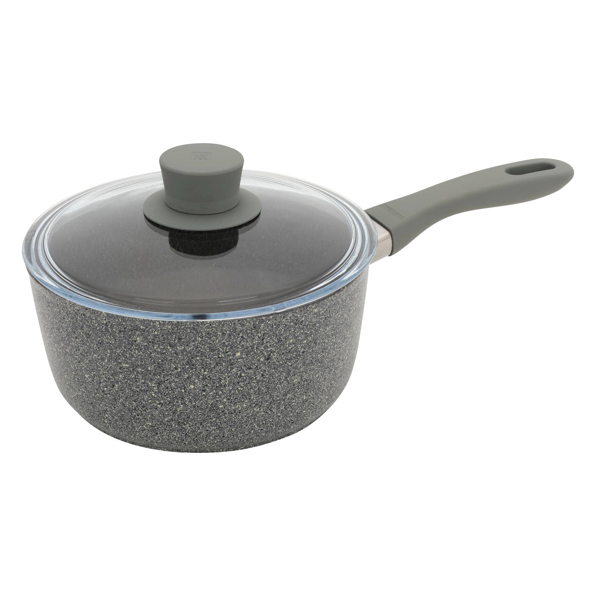 Front. ZWILLING - ZWILLING Parma Plus 2.9-qt Aluminum Nonstick Saucepan with Lid - Grey.
