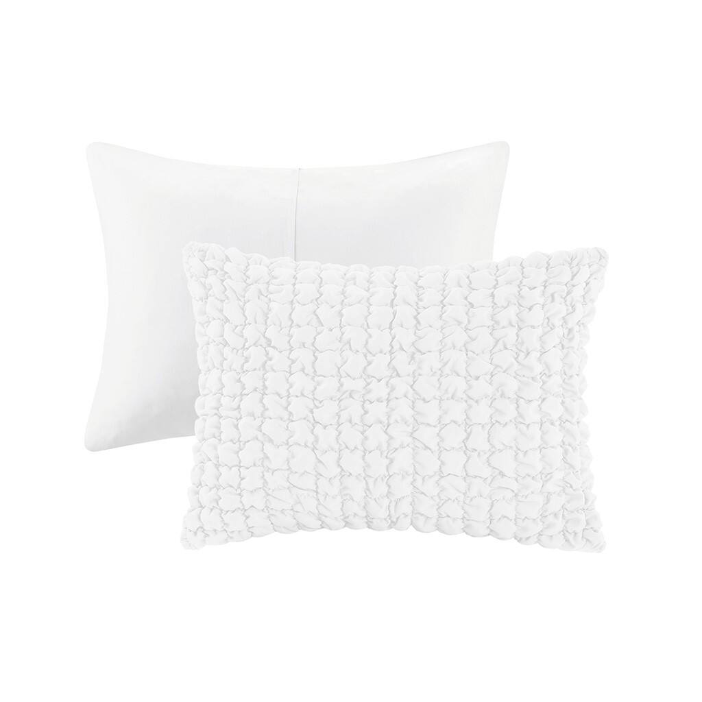 Alt View 4. Gracie Mills - Gracie Mills Hydra 3 Piece Stripe Ruched Comforter Set - White.