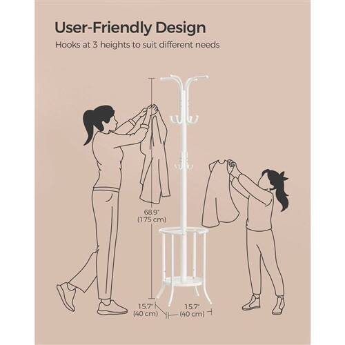 User-Friendly Design  
Hooks at 3 heights to suit different needs  

68.9" (175 cm)  
15.7" (40 cm)  
15.7" (40 cm)