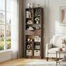 Aheaplus - 6-Tier Bookshelf with Drawer, 73.6'' Tall Cube Bookcase with 10 Open Storage Shelves - Walnut
