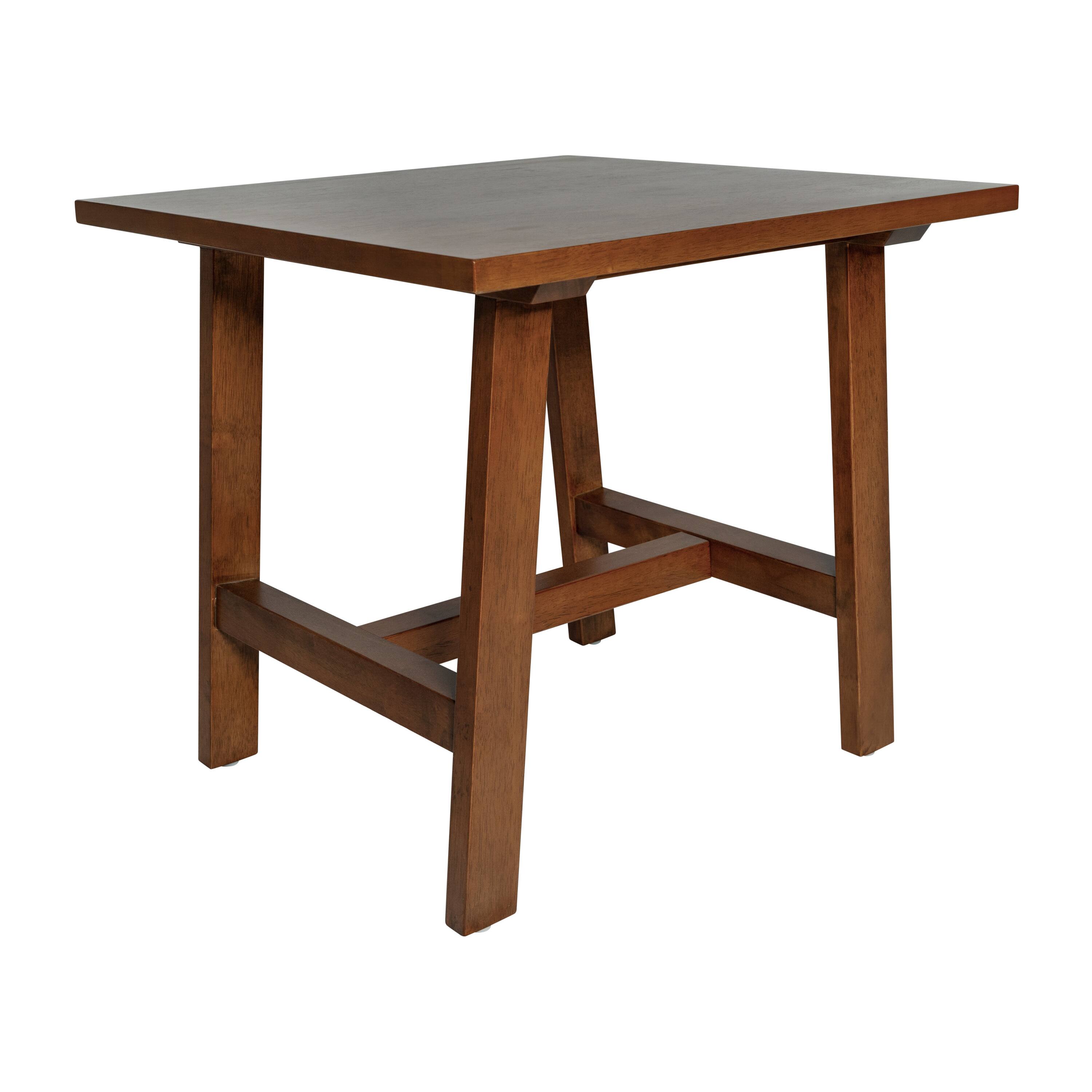 Alt View 1. Emma + Oliver - Saul Solid Wood Farmhouse Trestle End Table - Walnut.
