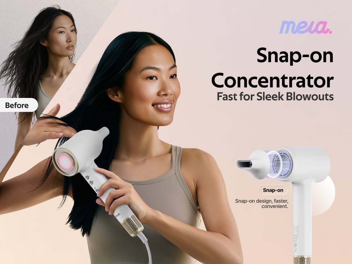 Before meia. Snap-on Concentrator Fast for Sleek Blowouts  
Snap-on design, faster, convenient.