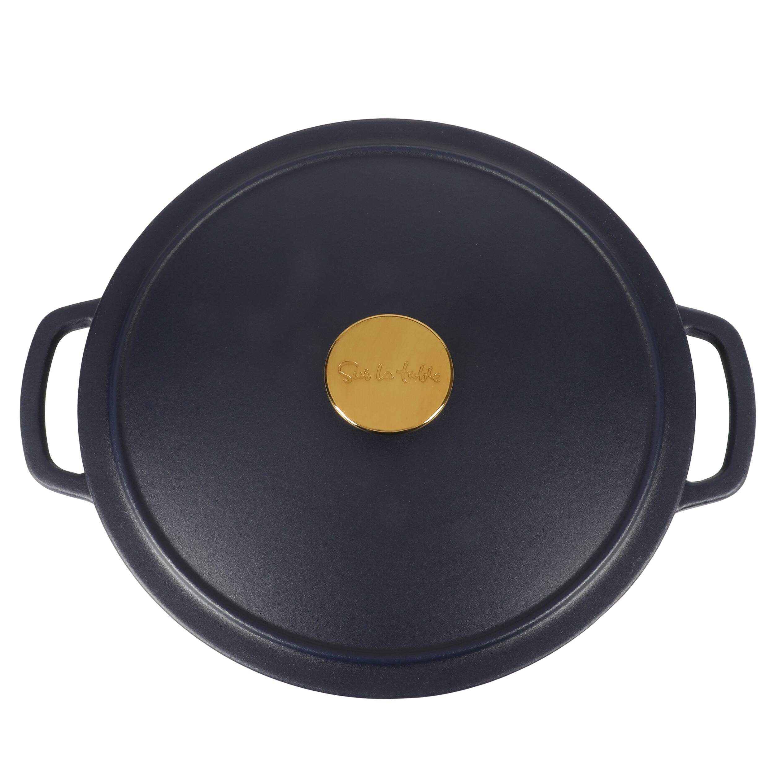 Alt View 1. Gibson - Sur La Table Millau 5.5 Quart Enameled Cast Iron Dutch Oven with Lid in Matte Marine with Rose Gold Knob - Matte Marine.