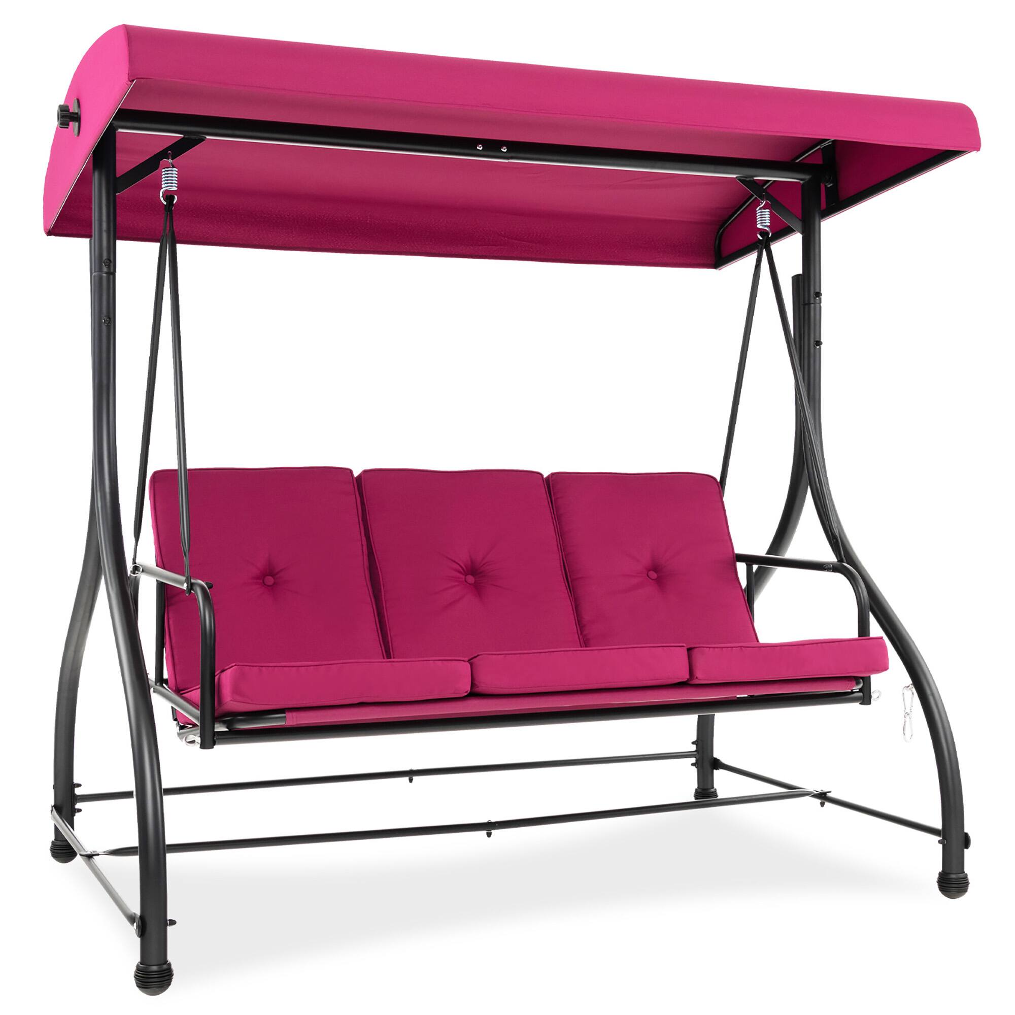 Alt View 1. Gymax - Gymax Converting Patio Swing Chair Porch Swing Bed w/Adjustable Canopy & Thickened Cushion Wine - Wine.