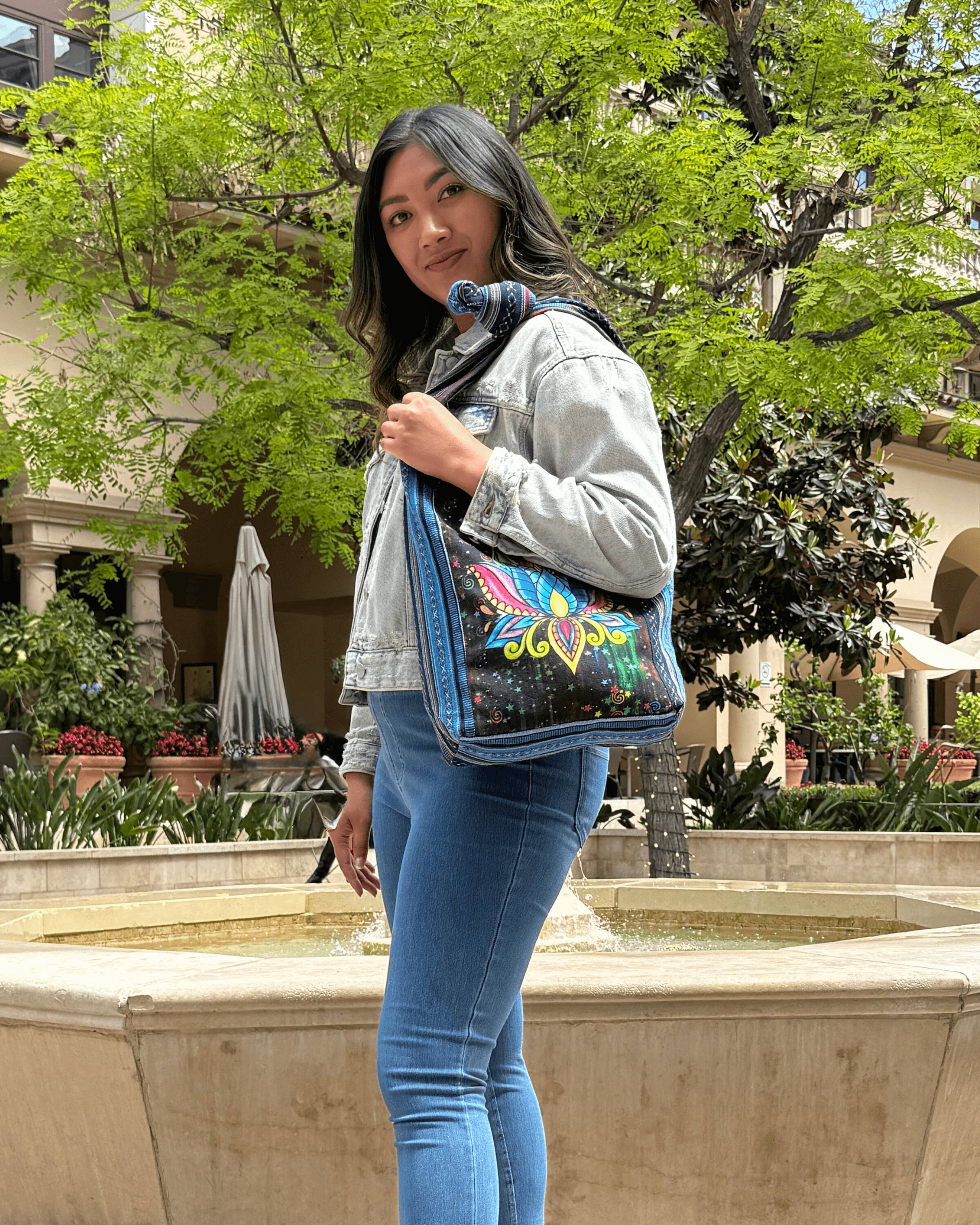 Alt View 7. Kathmandu Collection - Lotus Handmade Hobo Bag - Lotus Multicolor.