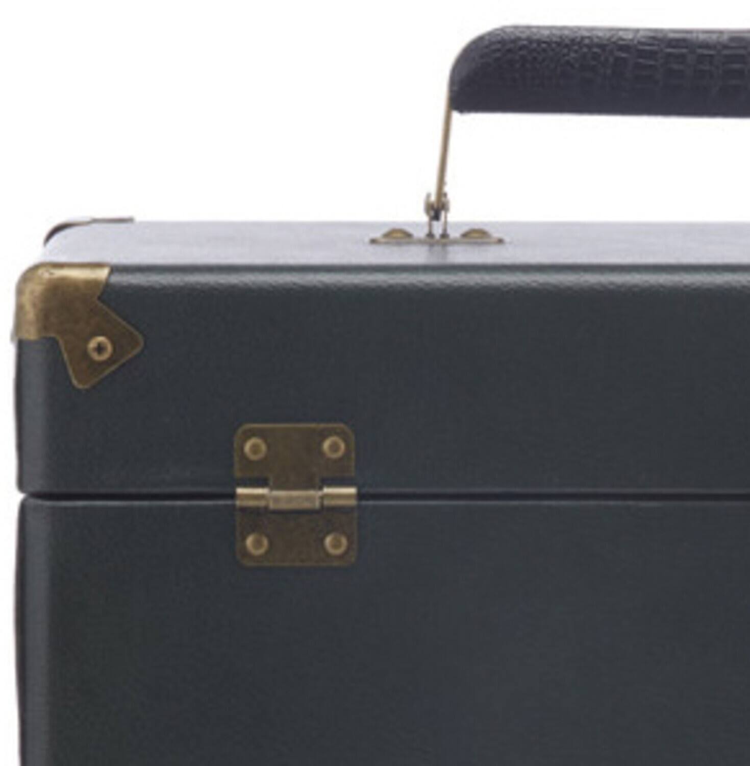 Alt View 4. PopMarket - GPO Retro SWB18GB 12 " Vinyl Record Case 35 Count Capacity Removable Lid - Rustic Green   - VINYL ACCESSORIES - black.