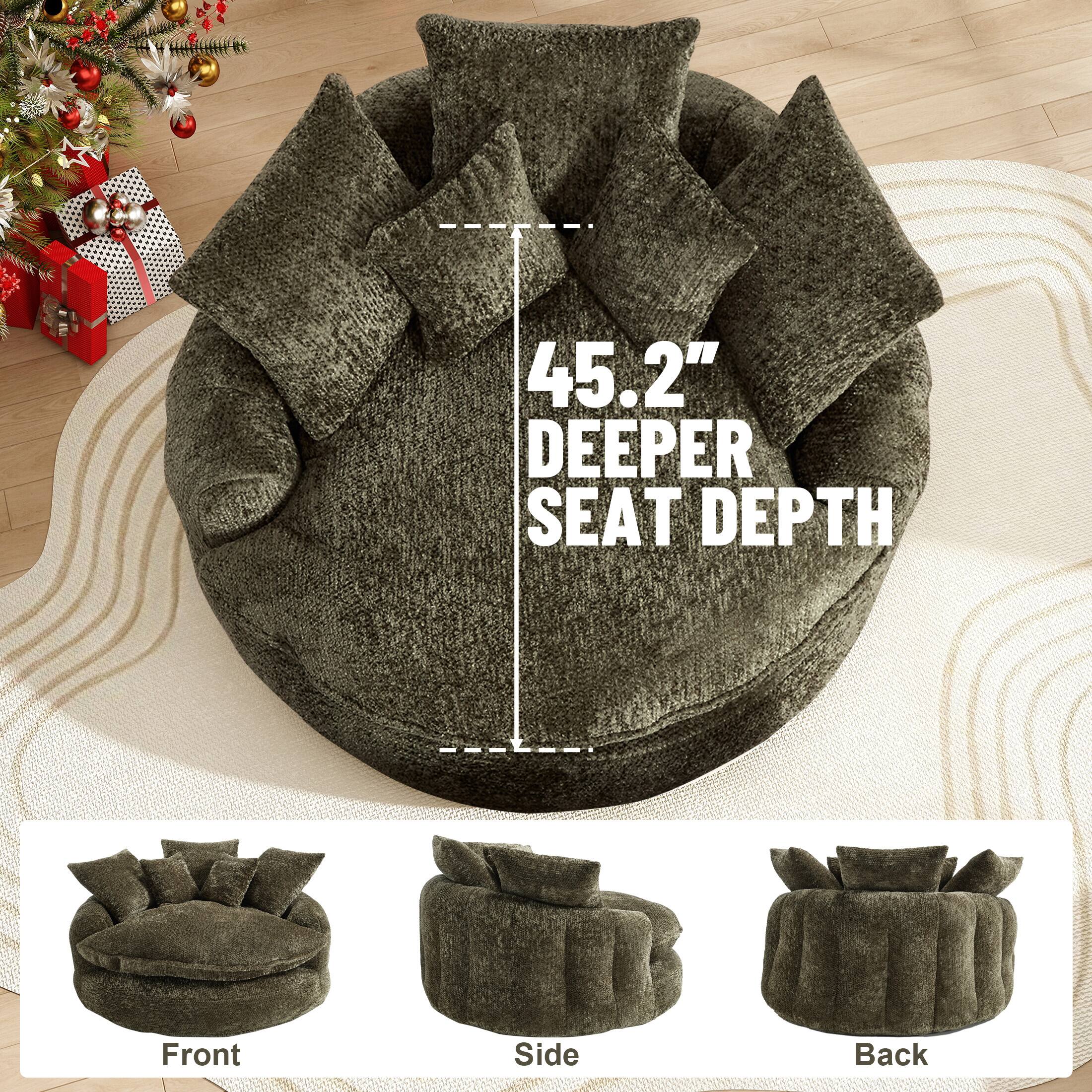 45.2" DEEPER SEAT DEPTH

Front Side Back