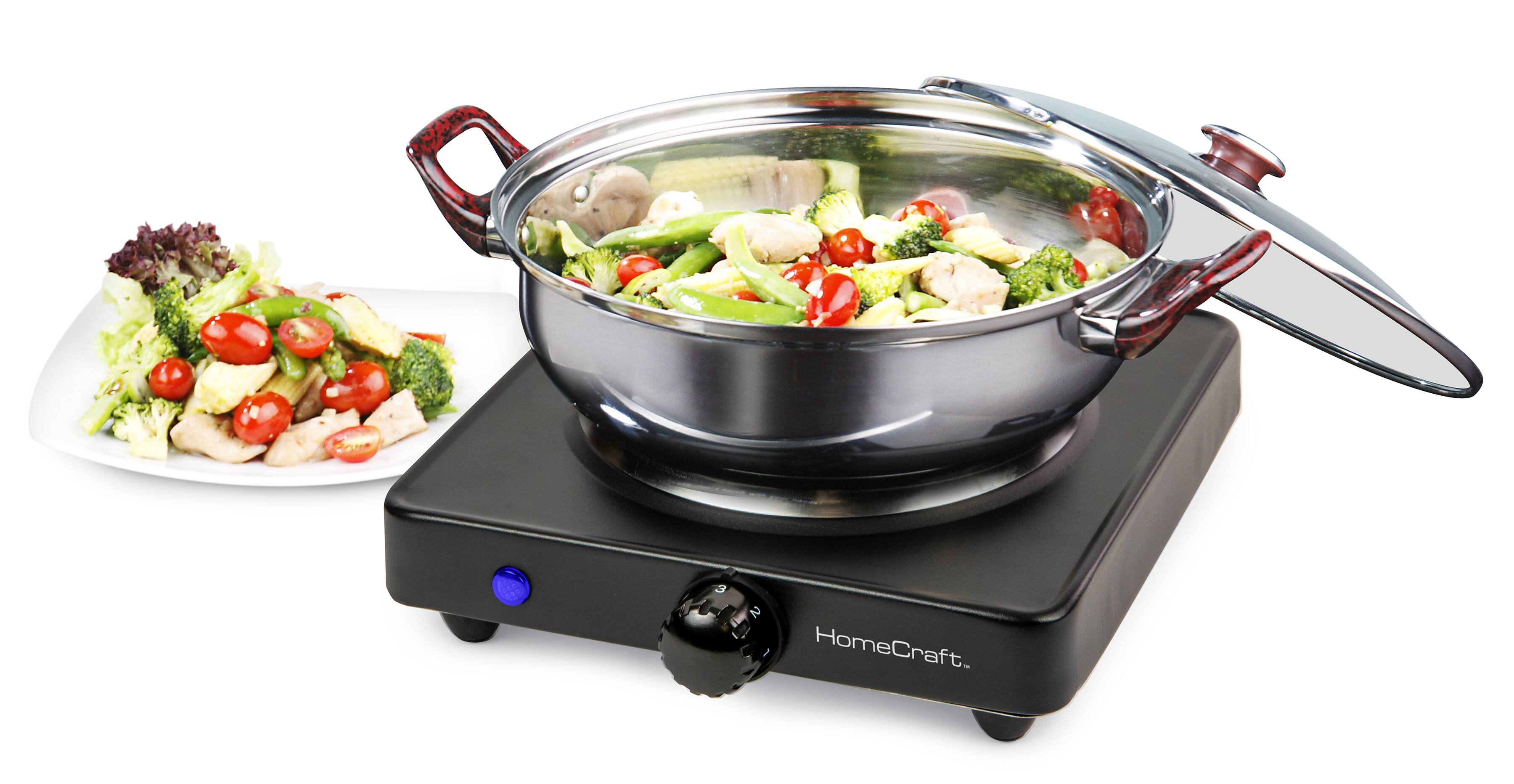 Left. HomeCraft - Single Burner Hot Plate - Black.
