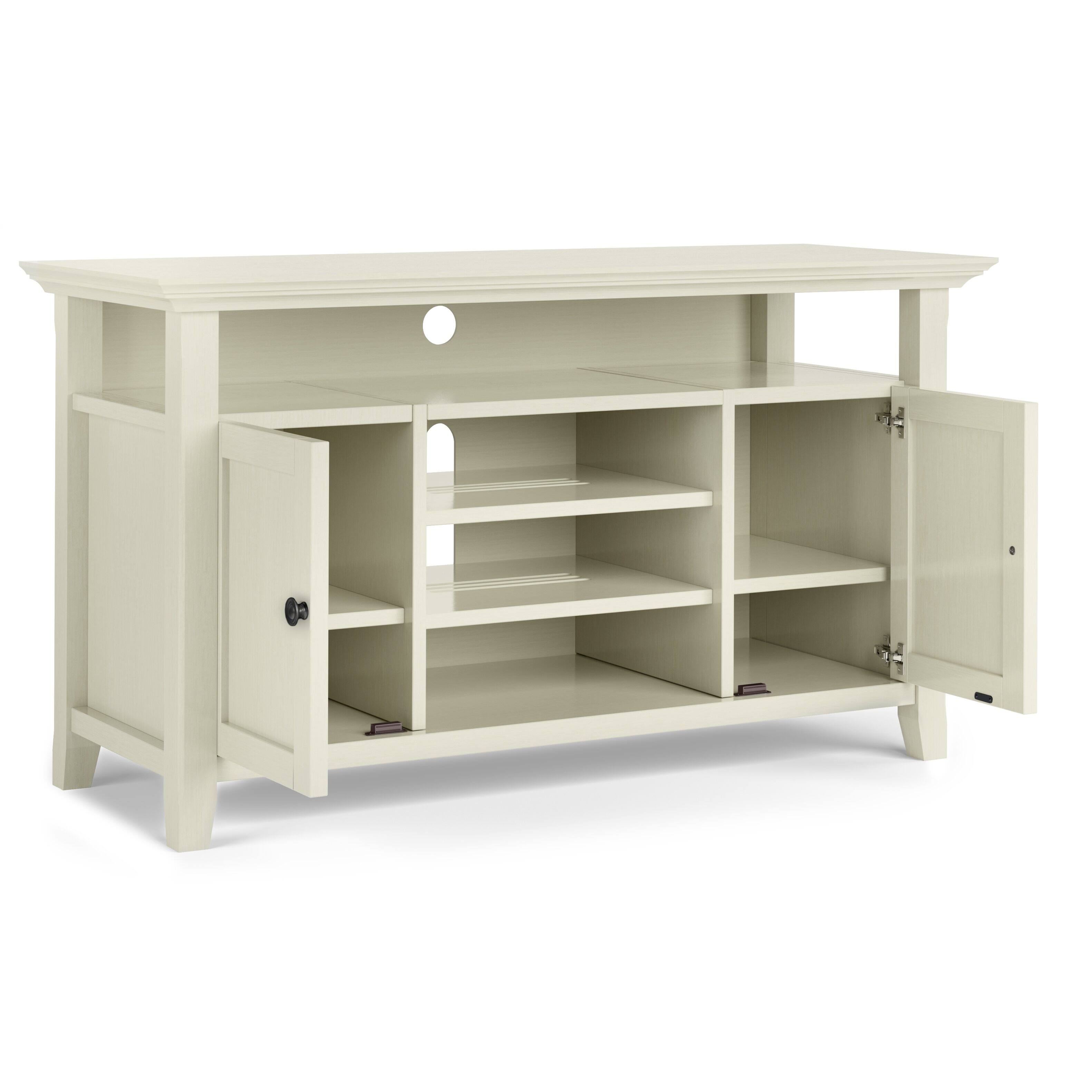 Alt View 1. Simpli Home - Amherst 54 inch Wide Solid Wood Transitional TV Stand in Antique White - Antique White.