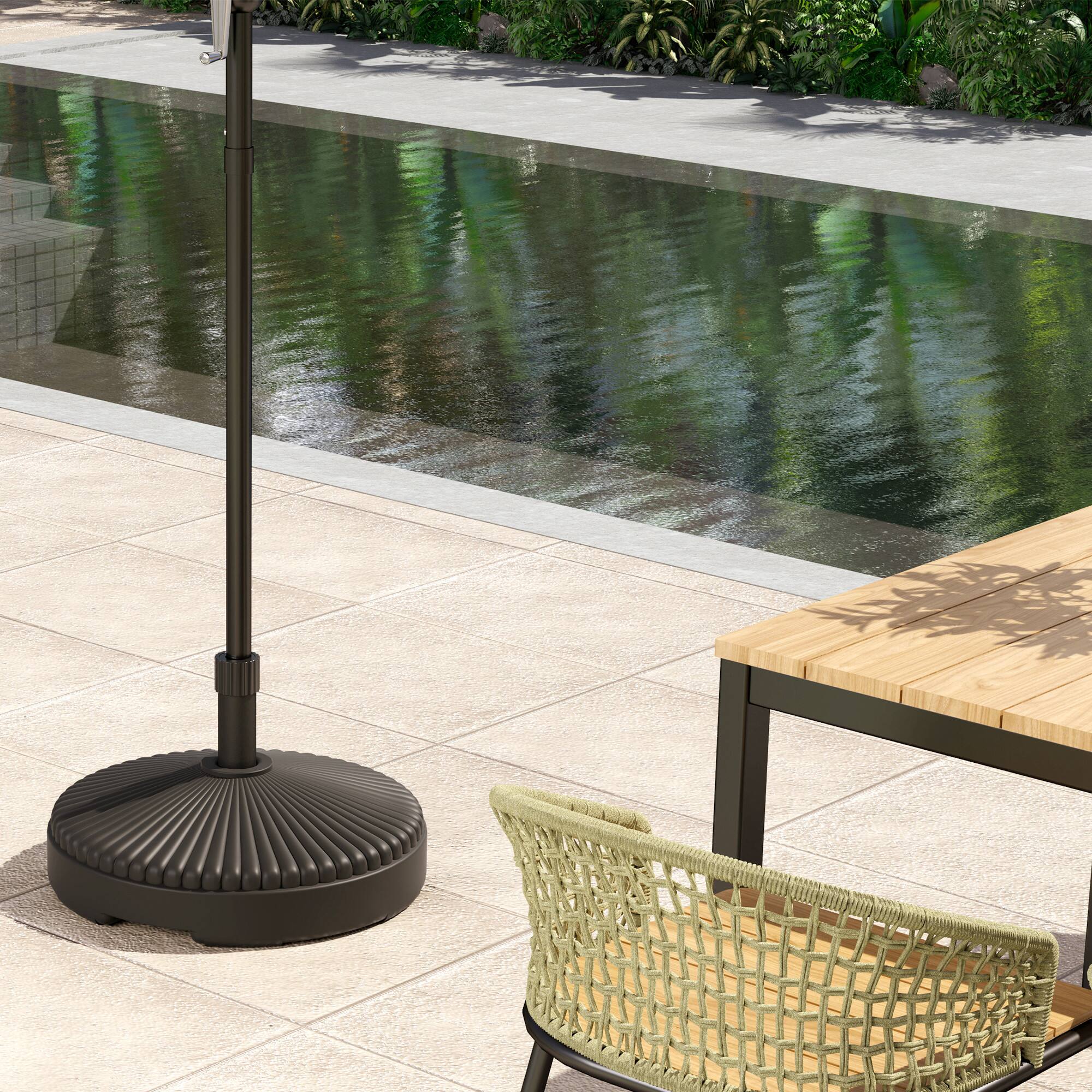 Alt View 5. Outsunny - Round Patio Umbrella Base Holder, Heavy Duty Outdoor Umbrella Stand Base, Filled Up to 62lbs with Stand or 51lbs - Black.