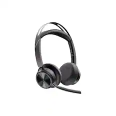 Front. HP - HP Poly Voyager Focus 2 UC Wireless Stereo Headset with USB-C Adapter, Microsoft Teams Certified - Blue.