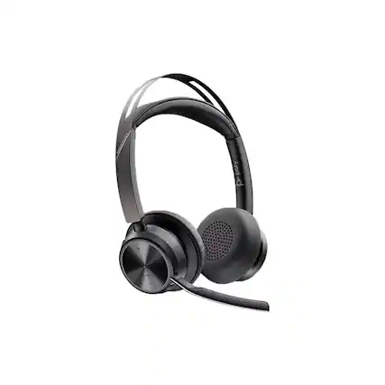 Front. HP - HP Poly Voyager Focus 2 UC Wireless Stereo Headset with USB-C Adapter, Microsoft Teams Certified - Blue.