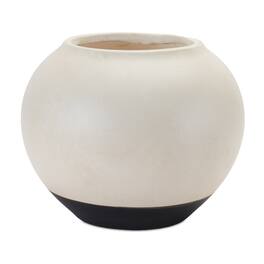 BreeBe - Two Tone Ceramic Vase 8.75"D - Cream, Black