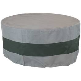 Sunnydaze - 60 in 2-Tone Polyester Round Outdoor Fire Pit Cover - Green and Gray