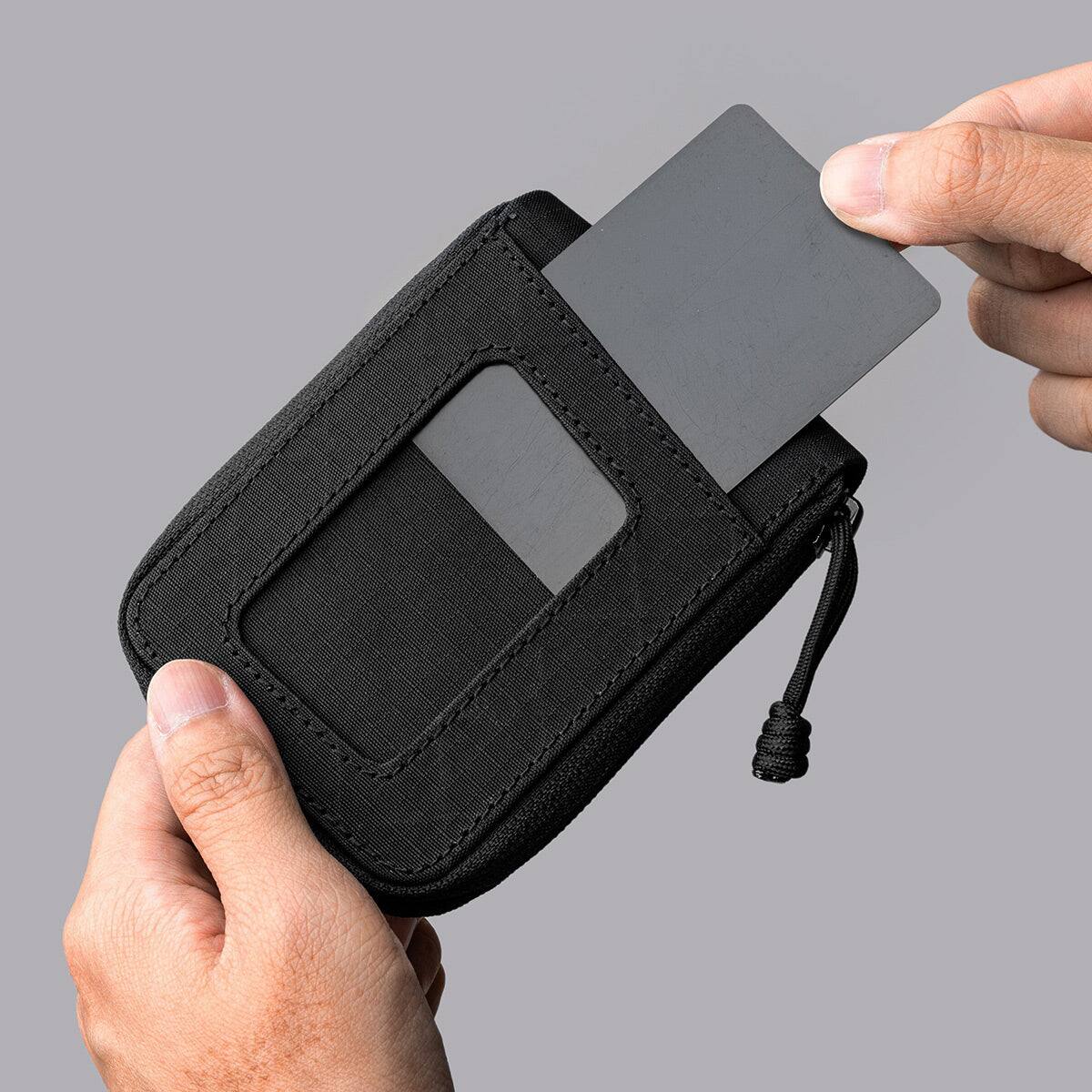 Alt View 4. ALPAKA - Zip ID Wallet with ID Window, RFID Protection, Holds 10+ Cards, Zip-Around Closure, Gift-Ready Box - Black Axogrid 210D.